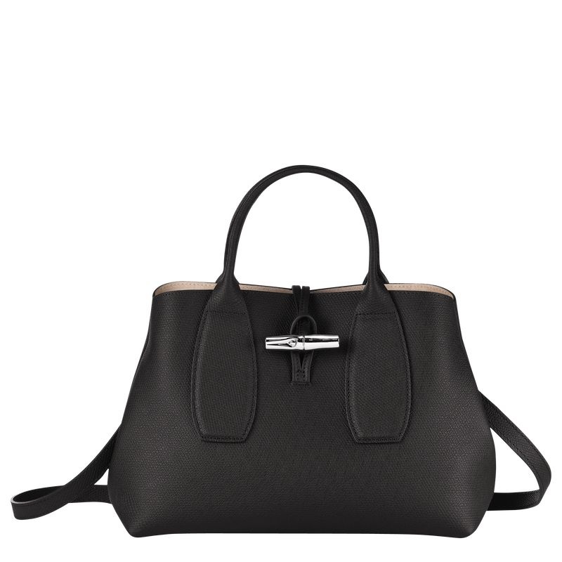 Black Longchamp Roseau M Women\'s Handbag | 4098-CFHGA