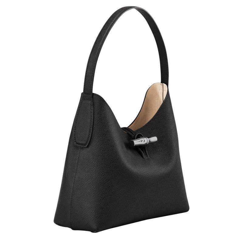 Black Longchamp Roseau M Women's Hobo Bag | 3285-GTYPF