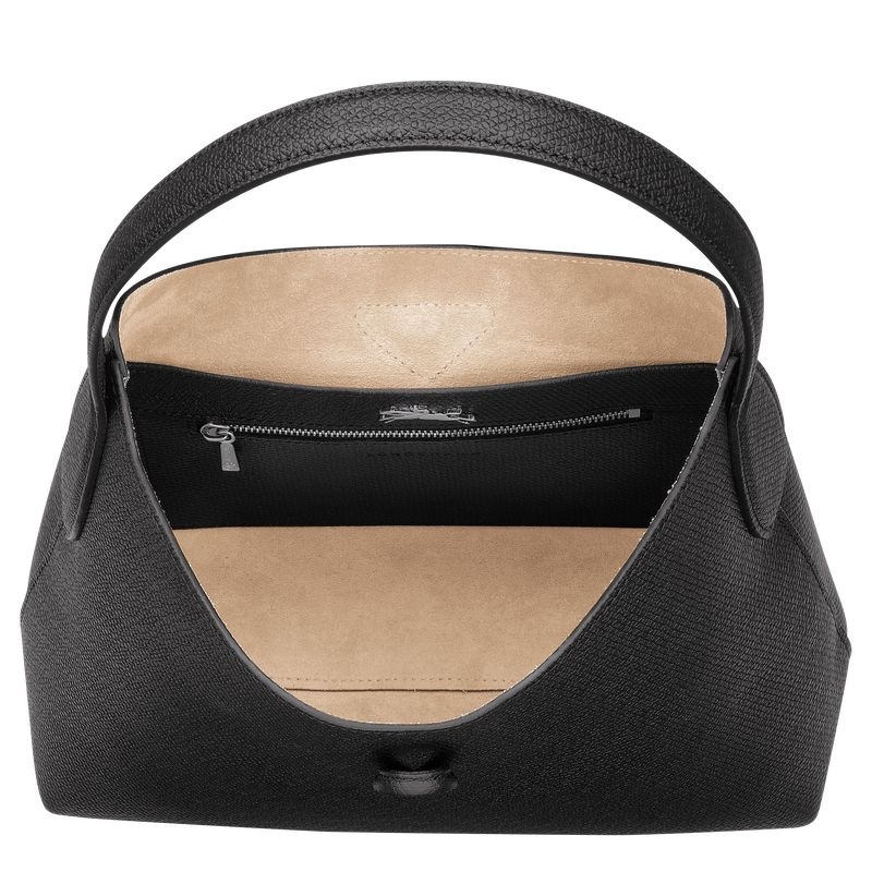 Black Longchamp Roseau M Women's Hobo Bag | 3285-GTYPF