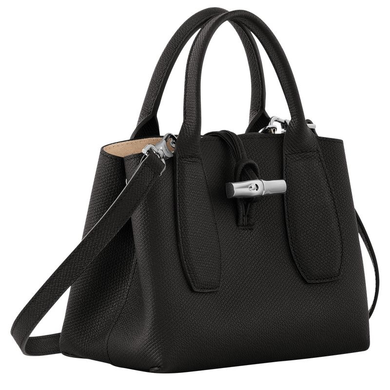 Black Longchamp Roseau S Women's Handbag | 9281-NOHQA