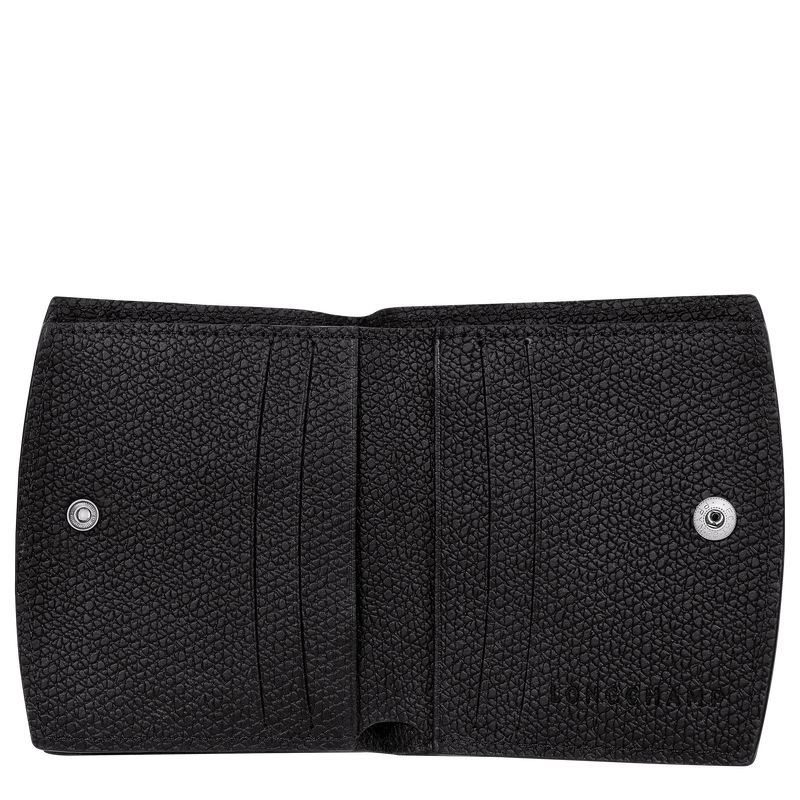 Black Longchamp Roseau Women's Wallet | 4531-RGJHE