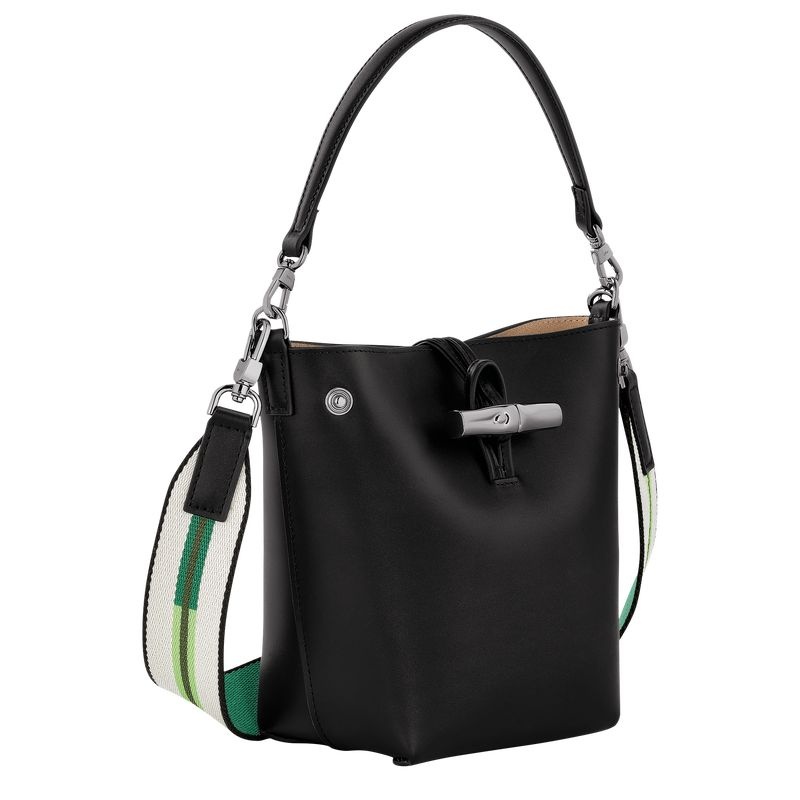 Black Longchamp Roseau XS Women's Bucket Bags | 3267-VFMDZ