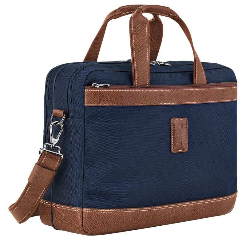 Blue Longchamp Boxford L Men's Briefcase | 0598-YQIGL