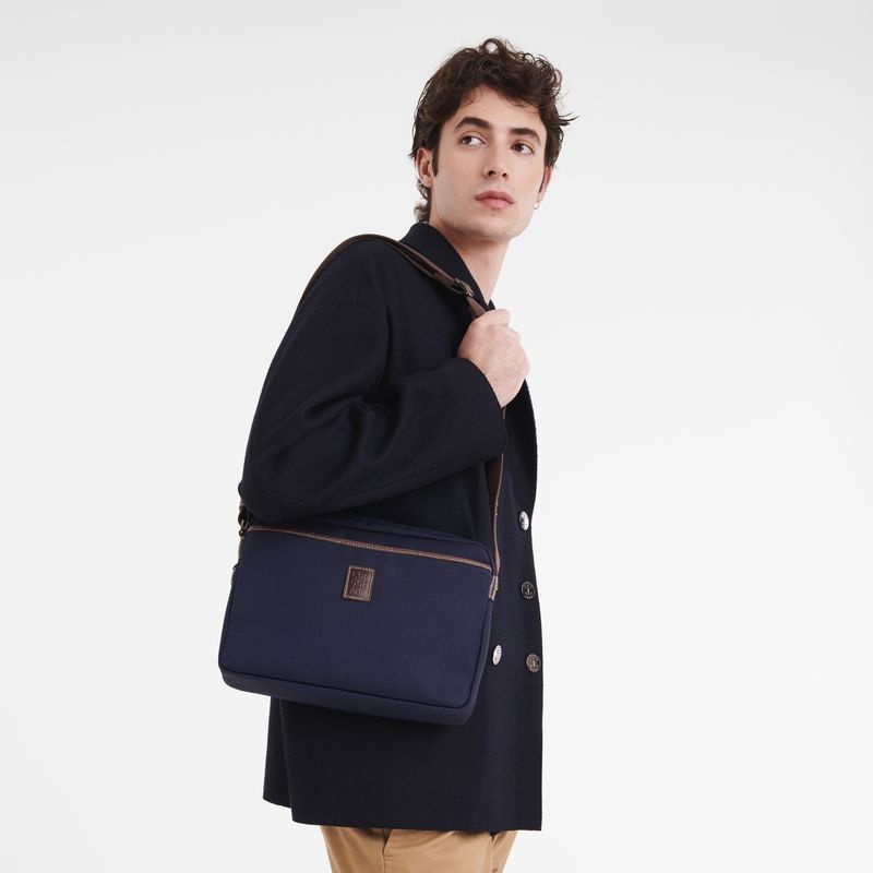 Blue Longchamp Boxford M Men's Crossbody Bags | 8734-BIRCJ