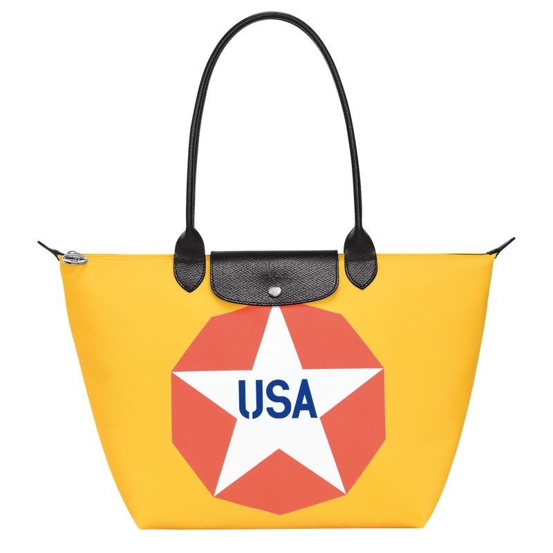 Blue Longchamp x Robert Indiana L Women\'s Tote Bags | 0268-WAUDY