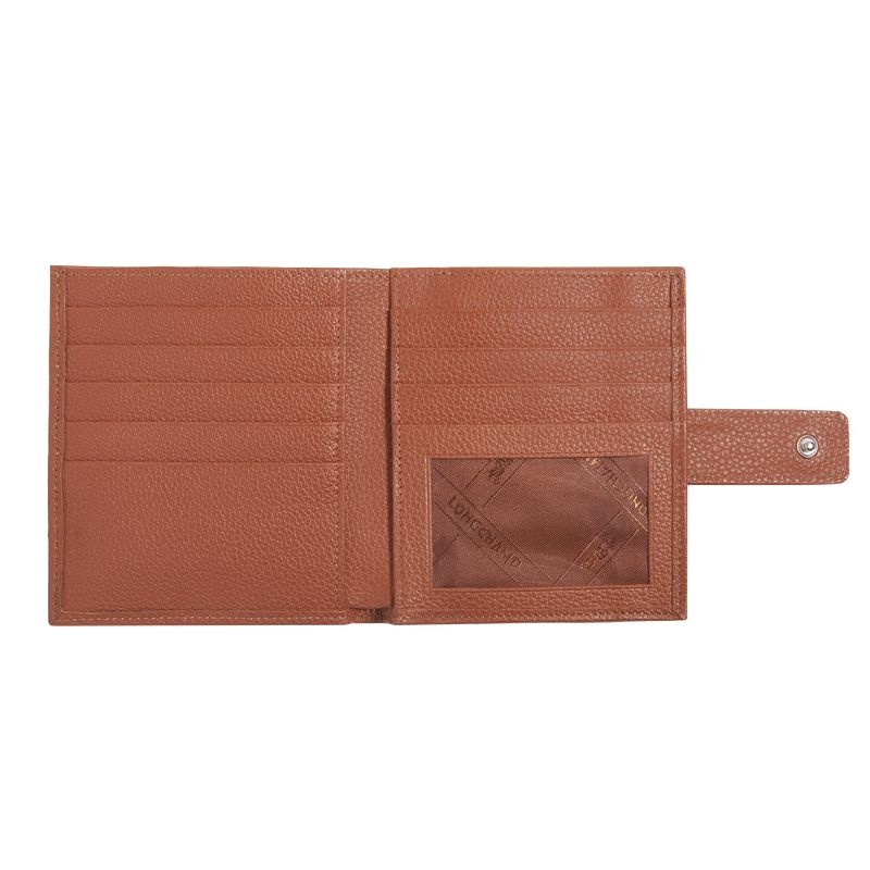 Brown Longchamp Le Foulonné Compact Women's Wallet | 6285-CVBDI