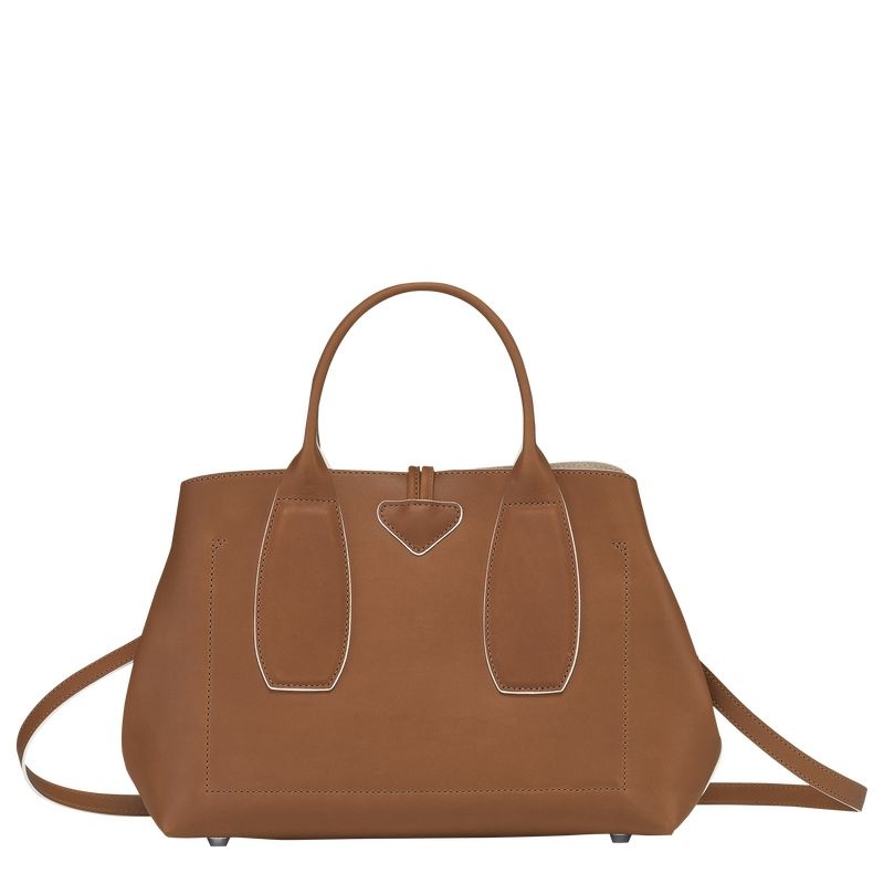 Brown Longchamp Roseau M Women's Handbag | 7834-YHMOF