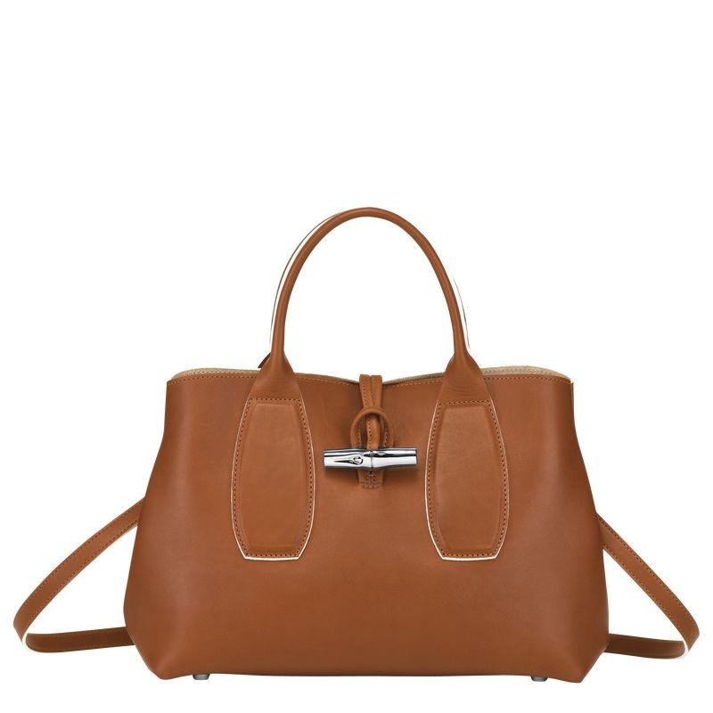 Brown Longchamp Roseau M Women\'s Handbag | 7834-YHMOF