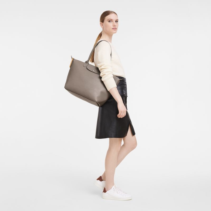 Grey Brown Longchamp Le Pliage City L Women's Tote Bags | 5269-XPVAD