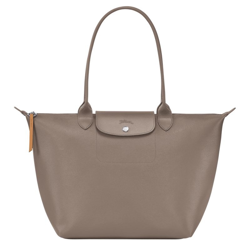 Grey Brown Longchamp Le Pliage City L Women\'s Tote Bags | 5269-XPVAD