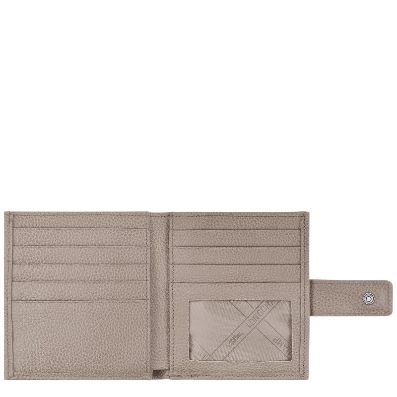 Grey Longchamp Le Foulonné Compact Women's Wallet | 7362-RPQNV