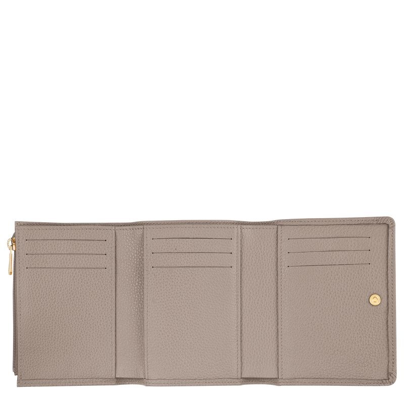 Grey Longchamp Le Foulonné Women's Wallet | 8946-ADRQL