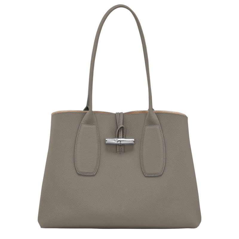 Grey Longchamp Roseau L Women\'s Tote Bags | 9726-VQULC