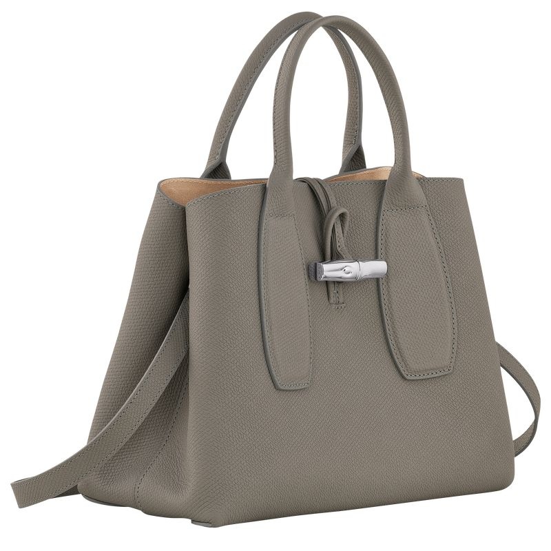 Grey Longchamp Roseau M Women's Handbag | 5708-VLUHF