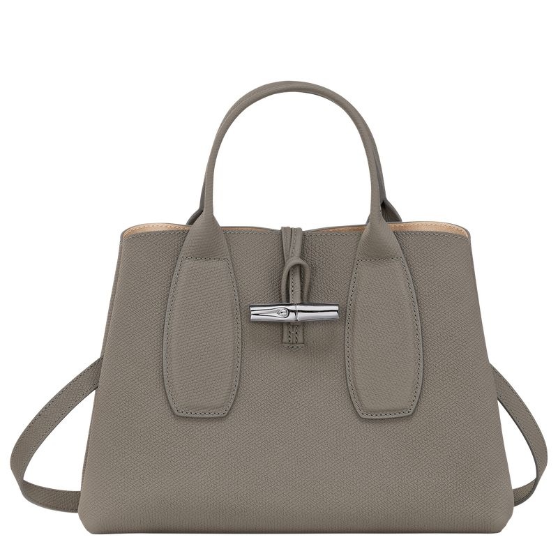 Grey Longchamp Roseau M Women\'s Handbag | 5708-VLUHF