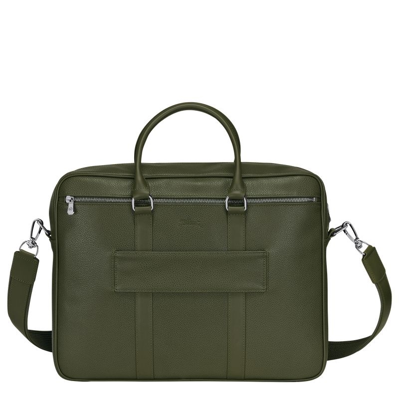 Khaki Longchamp Le Foulonné M Men's Briefcase | 9270-CNTUO