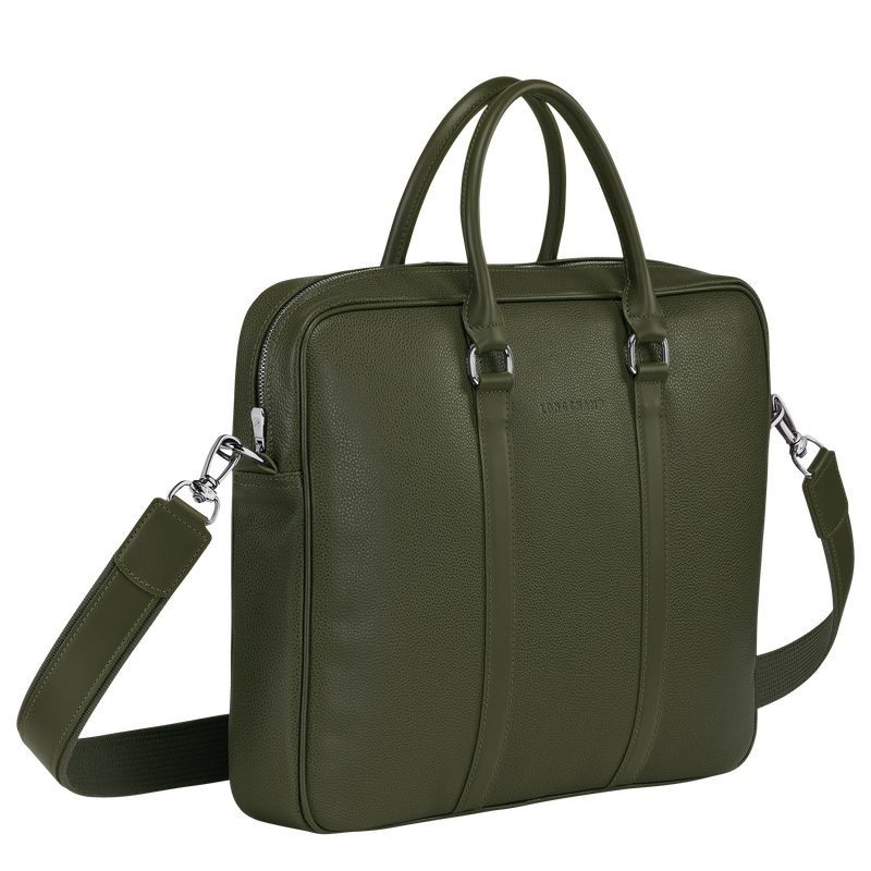 Khaki Longchamp Le Foulonné S Men's Briefcase | 9653-BSWTU