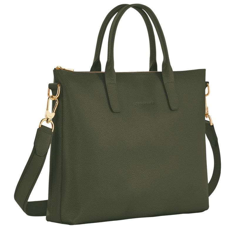 Khaki Longchamp Le Foulonné S Women's Briefcase | 5834-PEZYA