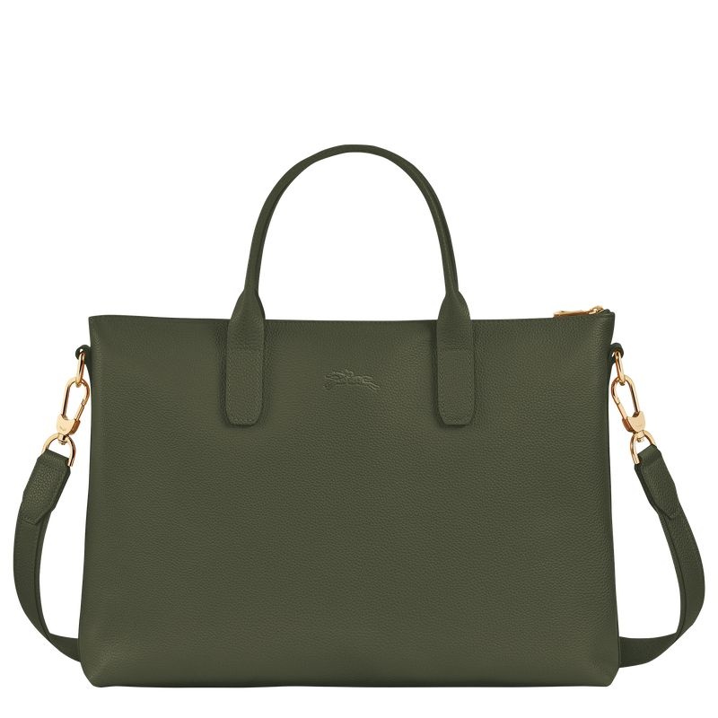 Khaki Longchamp Le Foulonné S Women's Briefcase | 5834-PEZYA