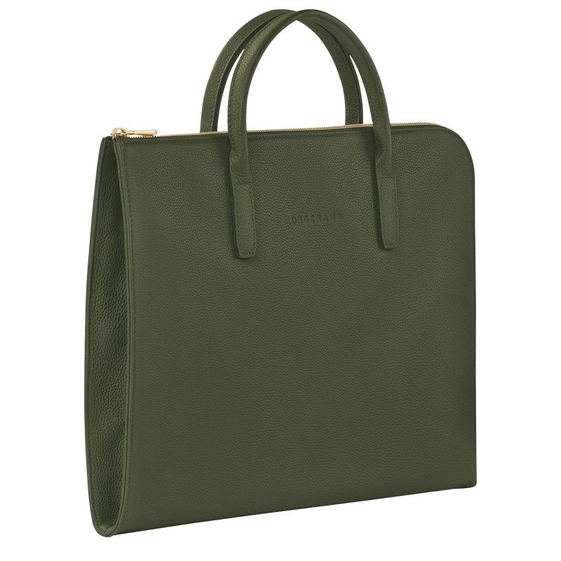 Khaki Longchamp Le Foulonné S Women's Briefcase | 5491-NUXAV