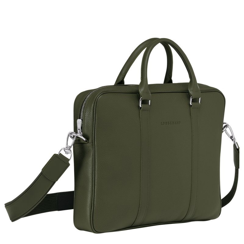 Khaki Longchamp Le Foulonné XS Men's Briefcase | 6289-LXEZI