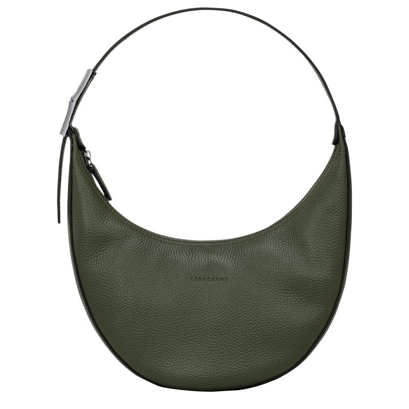 Khaki Longchamp Roseau Essential M Women\'s Hobo Bag | 1428-YOPTR