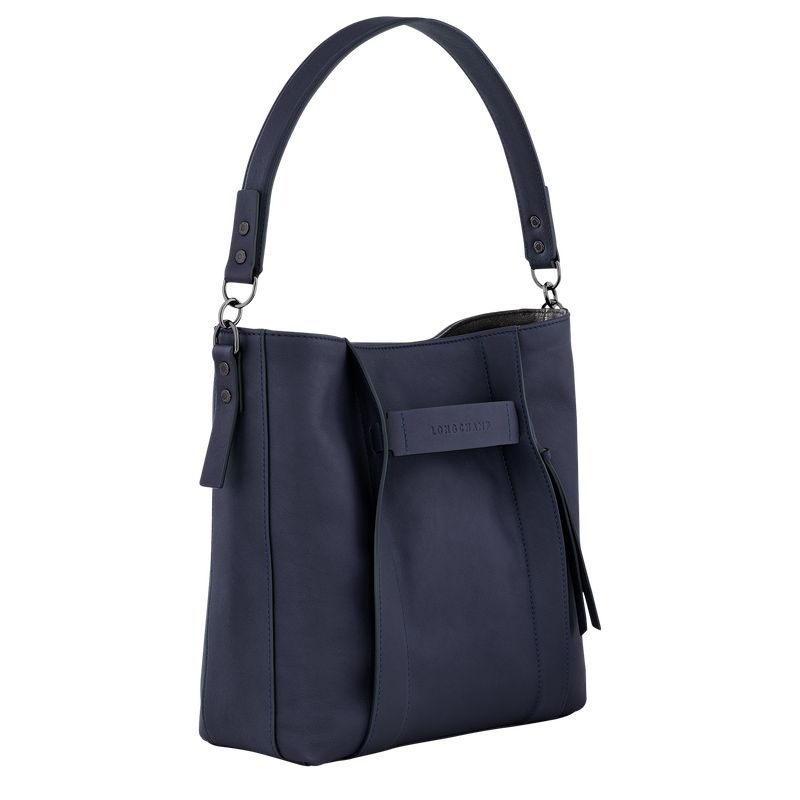 Navy Longchamp 3D M Women's Hobo Bag | 2416-BPZFV