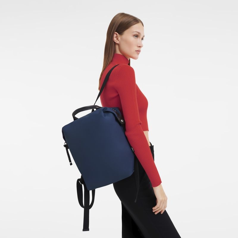 Navy Longchamp Le Pliage Energy L Women's Backpacks | 8579-MXFGL