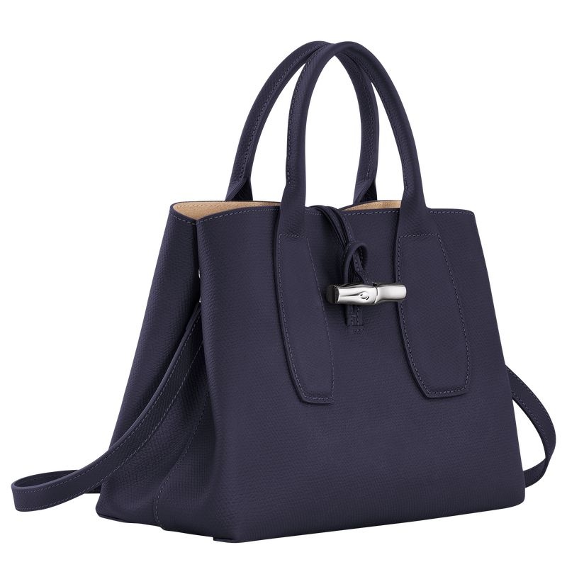 Navy Longchamp Roseau M Women's Handbag | 9546-GPEYJ