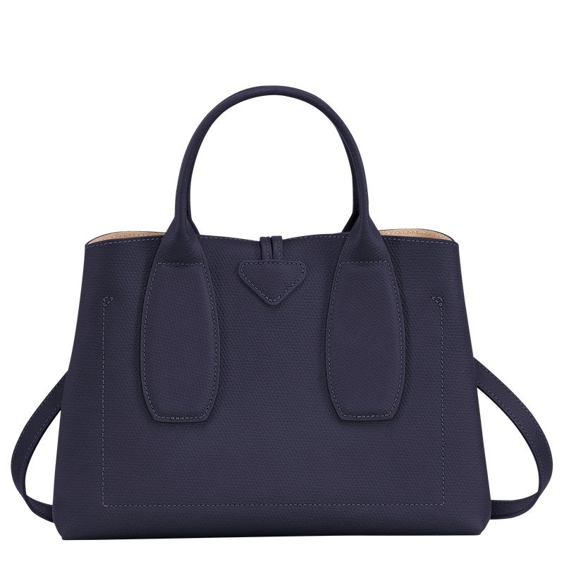 Navy Longchamp Roseau M Women's Handbag | 9546-GPEYJ