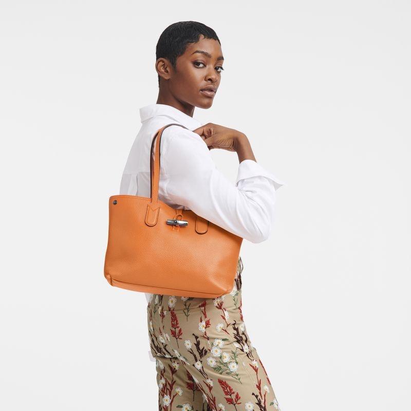 Orange Longchamp Roseau Essential M Women's Tote Bags | 6351-JNUIK