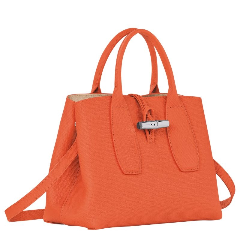 Orange Longchamp Roseau M Women's Handbag | 7629-ERVMD