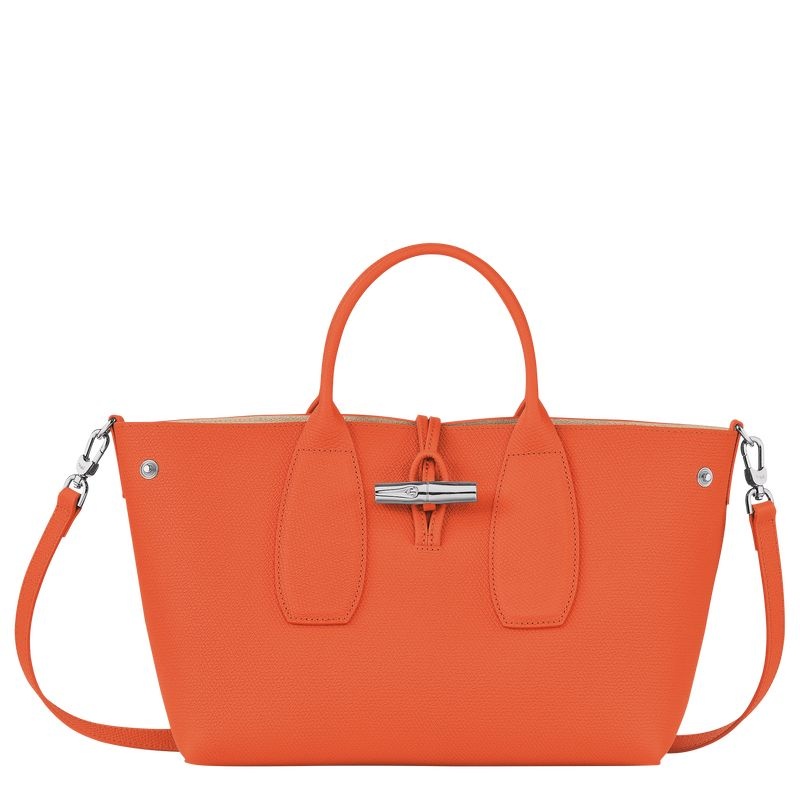 Orange Longchamp Roseau M Women's Handbag | 7629-ERVMD