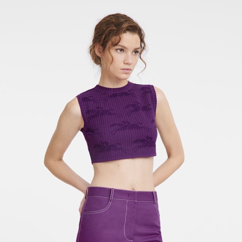 Purple Longchamp Sleeveless Women's Tops | 4273-ABJDZ