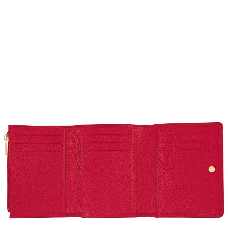 Red Longchamp Le Foulonné Women's Wallet | 2401-MVWYP