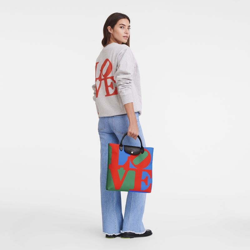 Red / Navy Longchamp x Robert Indiana L Women's Handbag | 9416-WGQKB