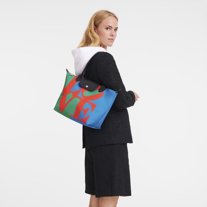 Red / Navy Longchamp x Robert Indiana M Women's Tote Bags | 2365-YPQRB