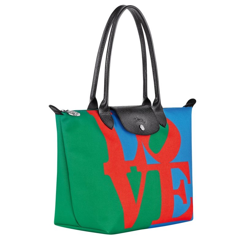 Red / Navy Longchamp x Robert Indiana M Women's Tote Bags | 2365-YPQRB