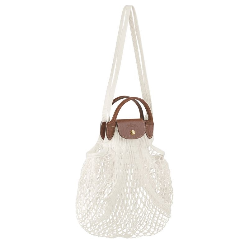 White Longchamp Le Pliage Filet L Women's Handbag | 5029-CRDSW