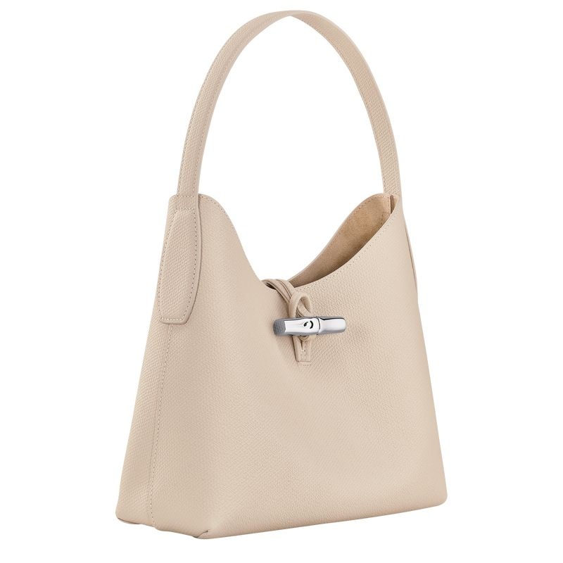 White Longchamp Roseau M Women's Hobo Bag | 4375-BCRDL