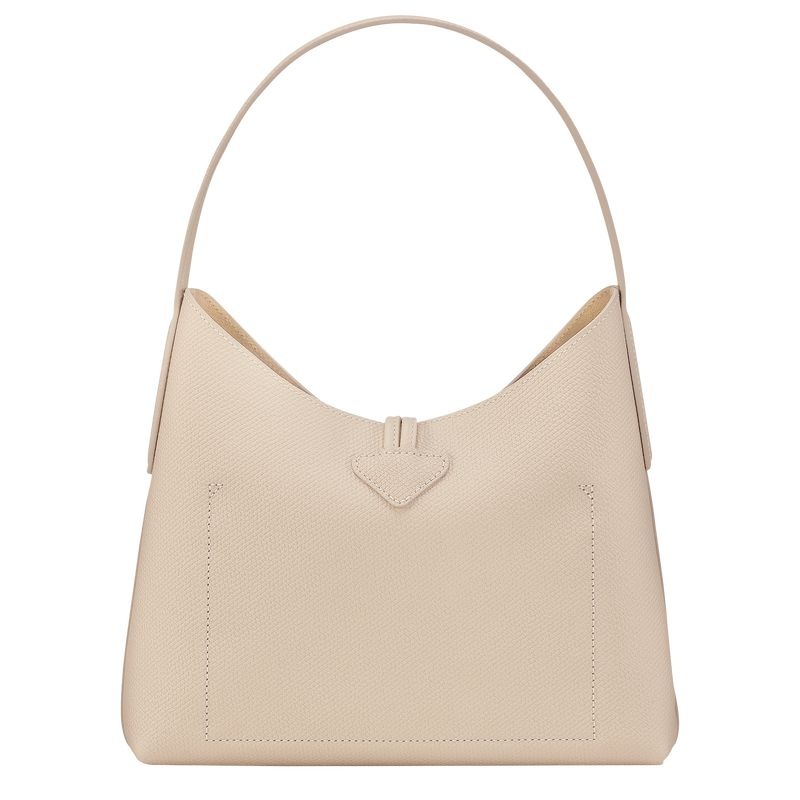 White Longchamp Roseau M Women's Hobo Bag | 4375-BCRDL