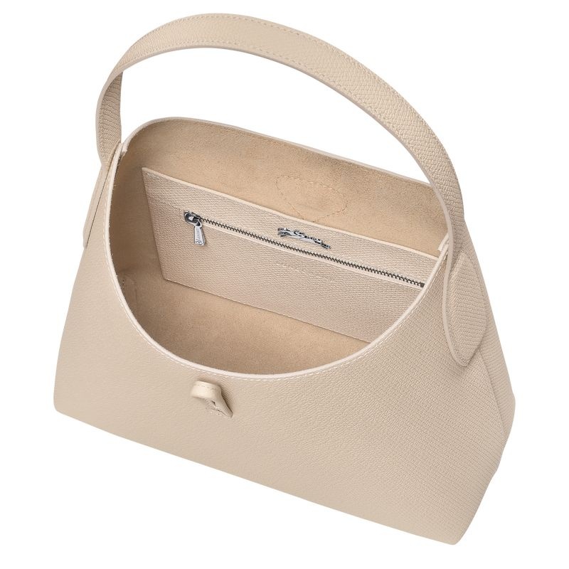 White Longchamp Roseau M Women's Hobo Bag | 4375-BCRDL