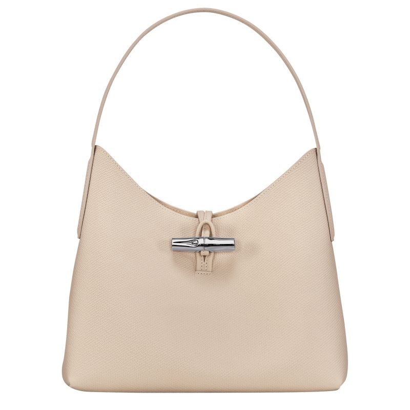 White Longchamp Roseau M Women\'s Hobo Bag | 4375-BCRDL