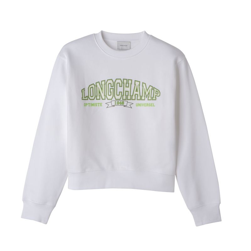 White Longchamp Women\'s Sweatshirts | 1457-BILYX