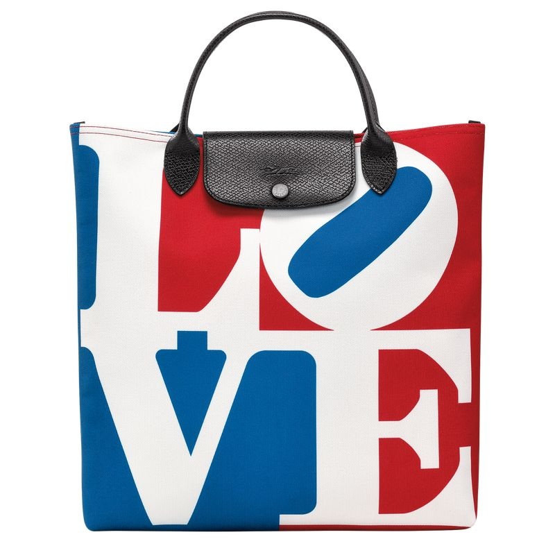 White Longchamp x Robert Indiana L Women\'s Handbag | 3107-QWXHB