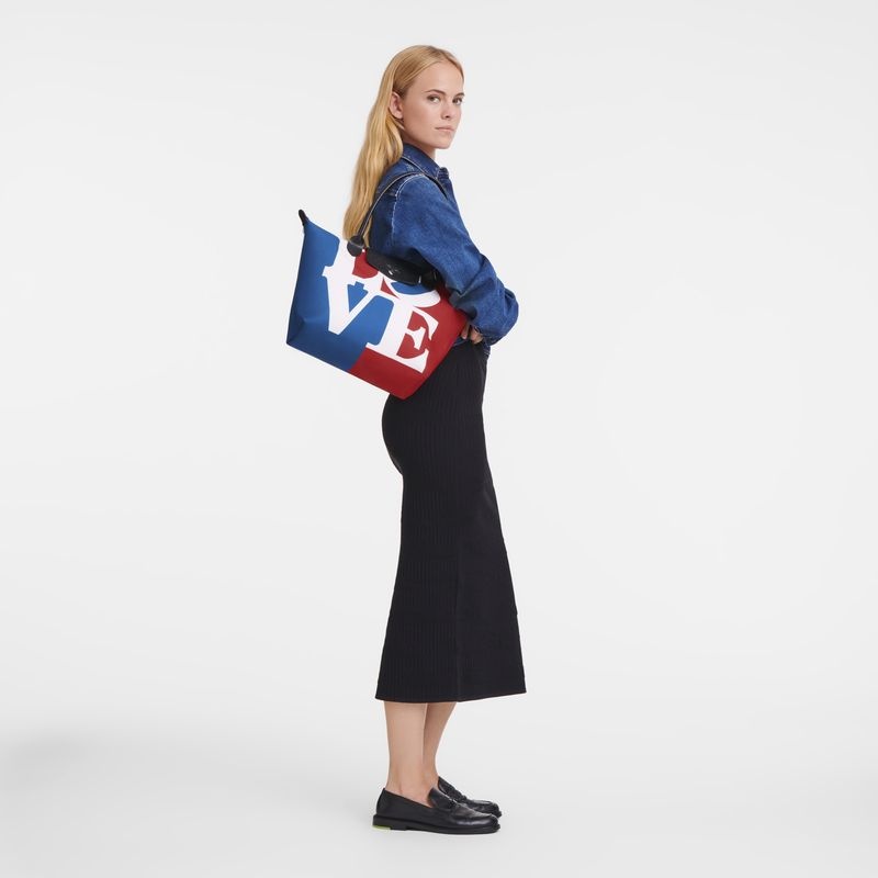 White Longchamp x Robert Indiana M Women's Tote Bags | 5273-ZJFXM