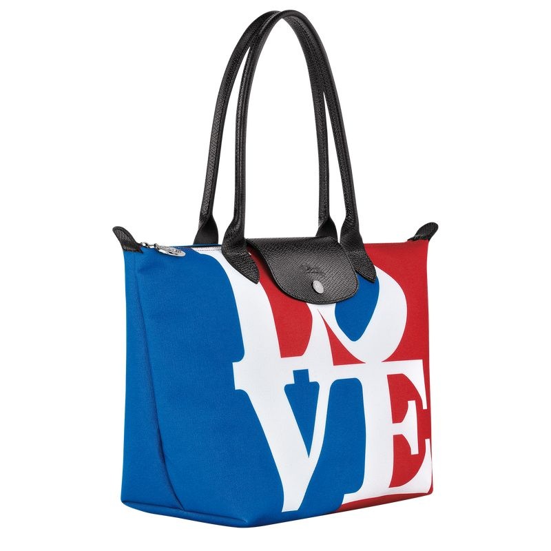 White Longchamp x Robert Indiana M Women's Tote Bags | 5273-ZJFXM